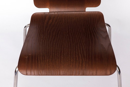 Sedia Gilbert IKEA – Sedia da pranzo impilabile vintage anni &#39;90, seduta in compensato di teak con gambe cromate, set di 3 d