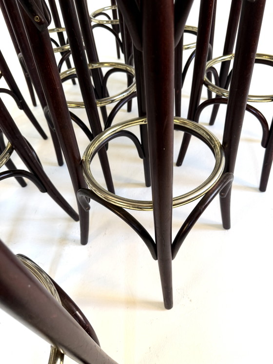 Image 1 of 12x vintage barkruk leer & bentwood ‘80