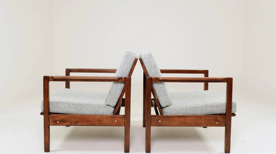 Image 1 of Zwei Sesselpaar Mid Century Modern Kissen Bouclè Polsterung