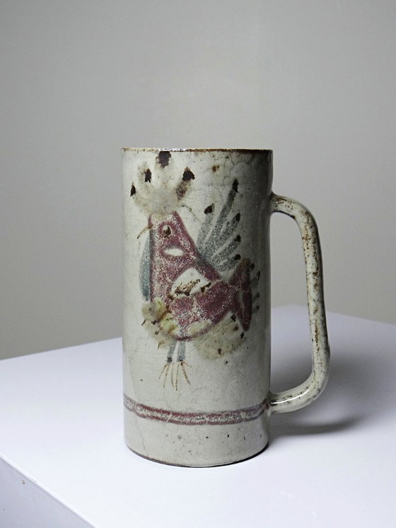 Image 1 of Large vintage Le Mûrier Gustave Reynaud Vallauris beer mug from the 1960s