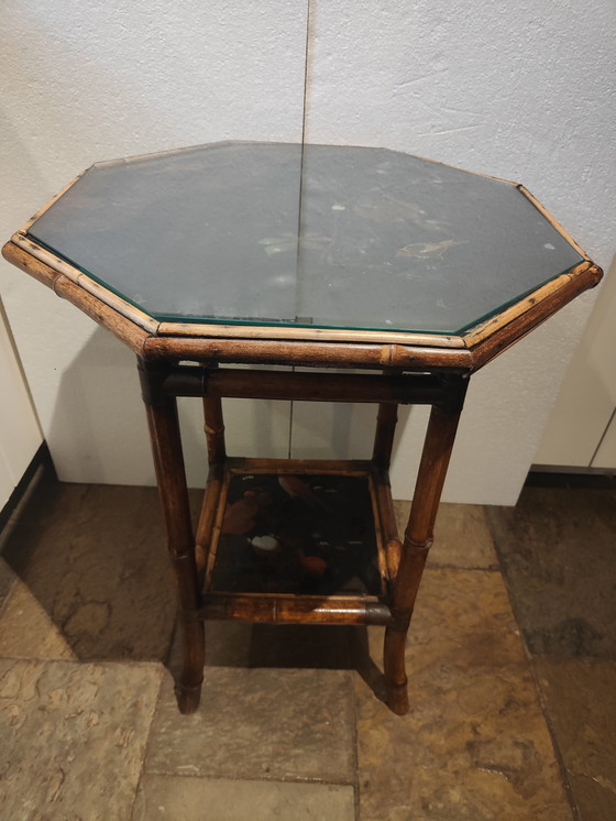 Image 1 of French Japanese bamboo and lacquer octagonal side table, circa 1880