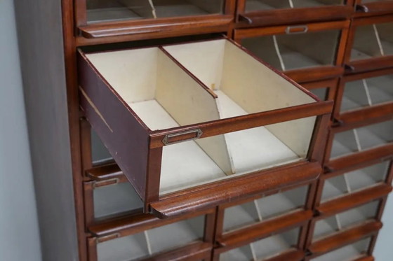 Image 1 of Vintage Dutch oak/mahogany haberdashery cabinet, 1930s