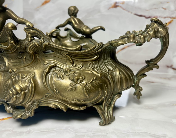 Image 1 of Antique French bronze flower pot