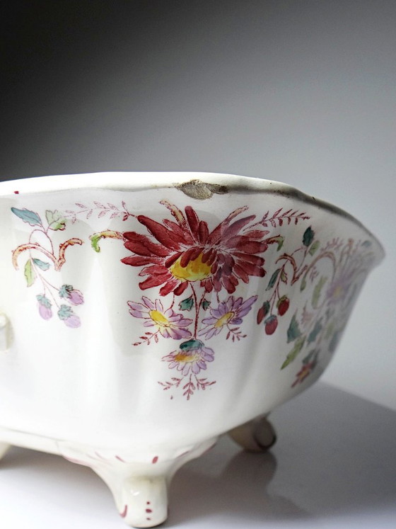 Antike Longchamp Suppen-/Gemüseschüssel aus Steingut mit Gänseblümchenmuster – Geschirr, Ceramic, Vintage (photo 13 of 15)
