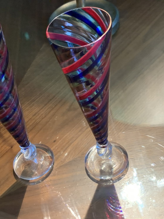 Dúo de Amantes – Par de Copas de Cristal Soplado de Murano, Atribución Nason – Vasos y jarras, Murano Glass (photo 4 of 15)