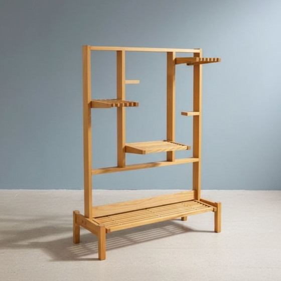 Image 1 of Retro Wooden Flower Stand with Tiered Shelves, Czechoslovakia, 1960s