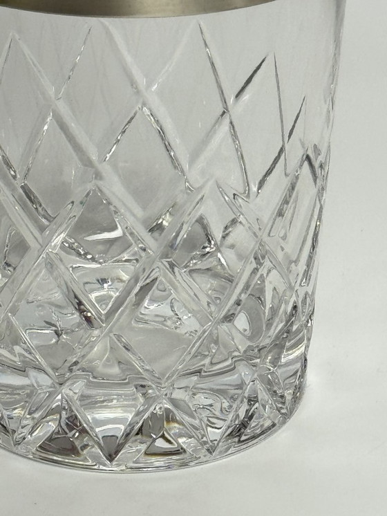 Image 1 of Mid-Century Design Hand-Cut Lead Crystal Ice Bucket with Stainless Steel Handle by C.A.L.P. Europe, 1980s