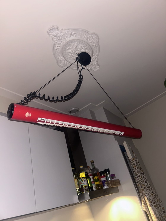 Image 1 of Space Age Design Hanglamp XXL – Rode Retro Futuristische Lamp – Vintage Jaren 70