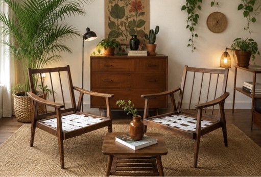 Zwei antike Holzsessel im skandinavischen Stil. 1960er Jahre. – fauteuils, Wood