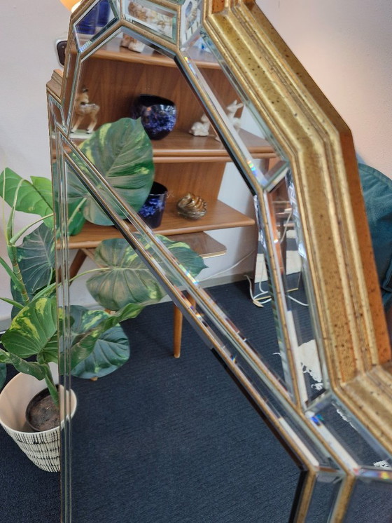 Image 1 of Vintage spiegel DeKnudt messing facet geslepen