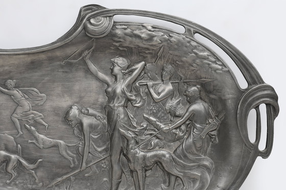 Image 1 of Piatto decorativo in stile Art Nouveau francese in latta, 1910