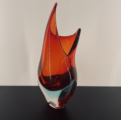 Orange Sommerso Murano Glass Vase attributed to Flavio Poli, Italy, 1950s