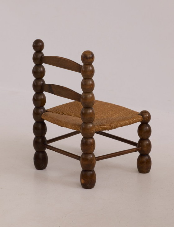 Image 1 of Low chair in solid wood (oak), vintage Dlg Dudouyt, circa 1960