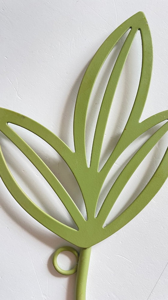 Image 1 of Wandkerzenhalter, Metallblätter, Salbeigrün