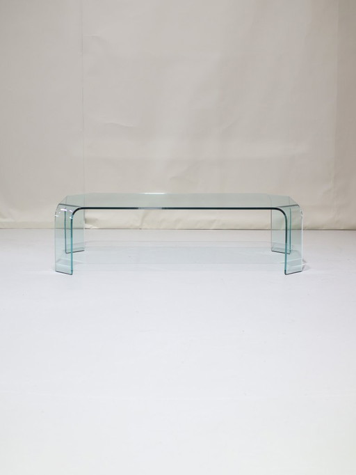 Glass coffee table FIAM Ragnetto Italy 1980s
