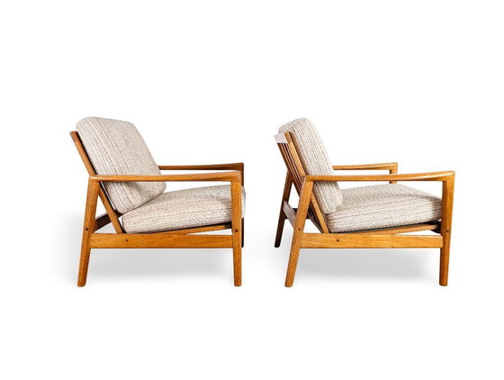 Image 1 of 2 poltrone di metà secolo in rovere, design vintage danese, poltrona comoda
