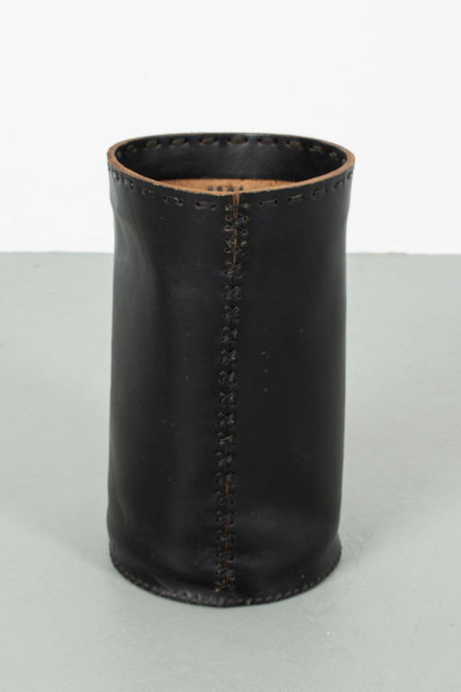 Leather trash can/umbrella stand