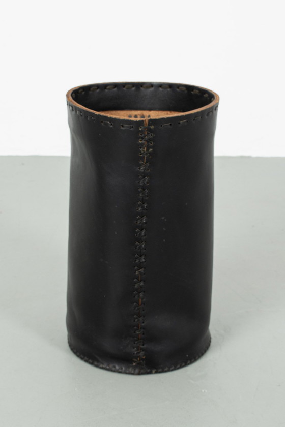 Image 1 of Leather trash can/umbrella stand