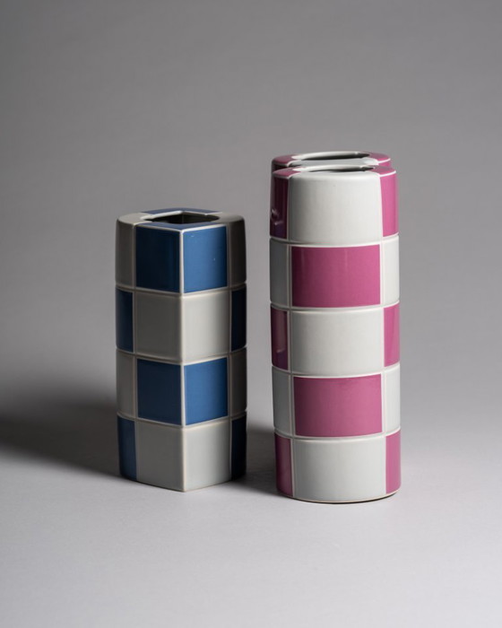Image 1 of Postmodern Rosenthal Porcelain Vase DUO Jan v.an der Vaart Memphis Style 1980s