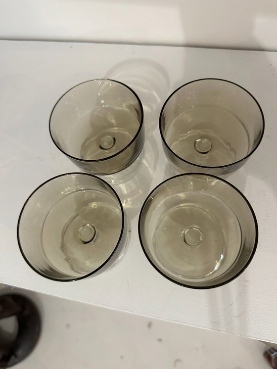 Image 1 of Set van 4 vintage glazen met rookglas - modernistische stijl