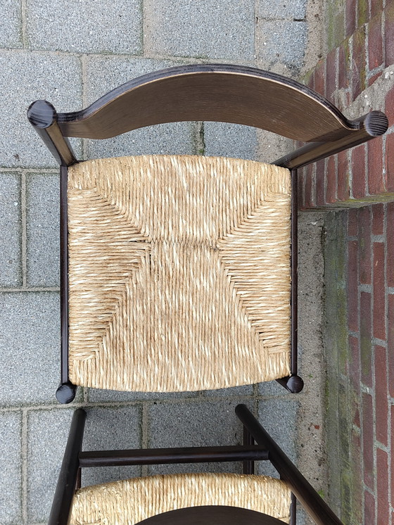 Image 1 of Retro vintage chairs with wicker 70s Pastoe