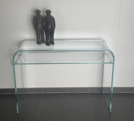 Console en verre courbé, design italien, SICA – Glass, Chrome