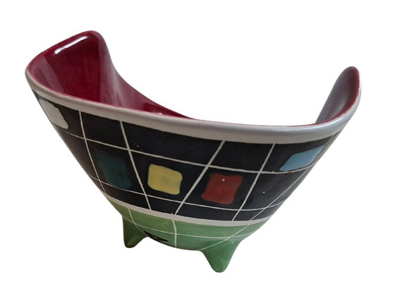 Image 1 of Deruta Italy 1950s Bowl – Mid-Century Modern – Geometric Designer Ceramics