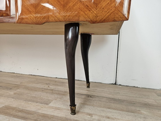 Image 1 of Mahogany-clad sideboard with glass top