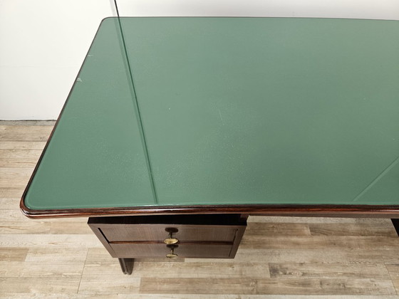 Image 1 of Art Decò bureau in exotisch hout, glas en messing