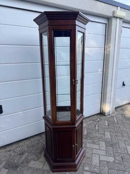 Beautiful wooden 6 corner glass display case display cabinet