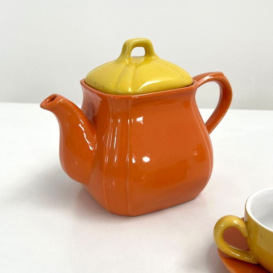 Image 1 of Yellow & Orange Ceramic Tea Service from Naj Oleari, 1980s