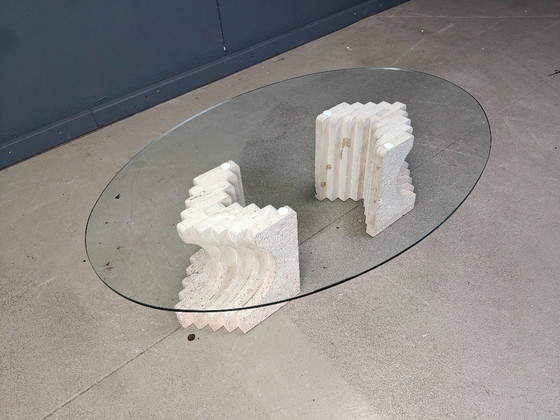 Image 1 of Vintage travertine coffee table Italy , 1970s