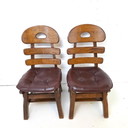 2x vintage brutalist fishbone chair oak chair 70s