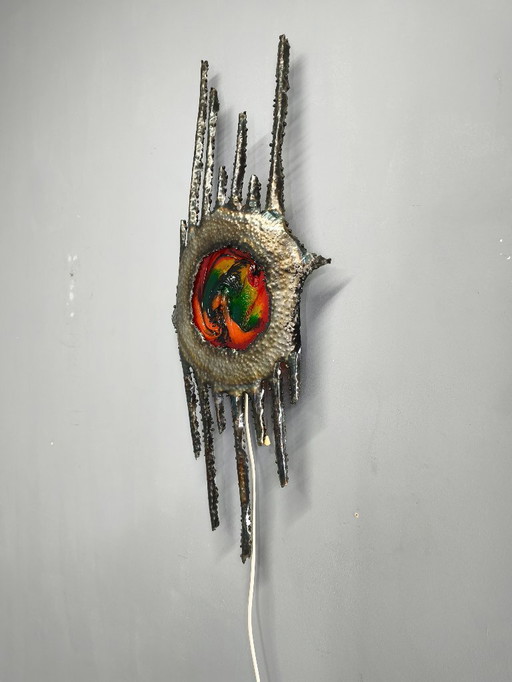 Lampada da parete scultorea brutalista cecoslovacca, anni '70