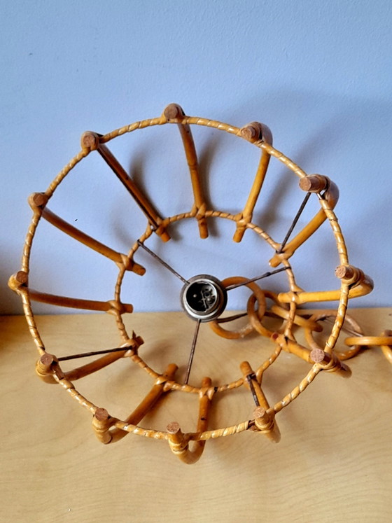 Image 1 of Rattan-Pendelleuchte im Stil von Louis Sognot, 1960