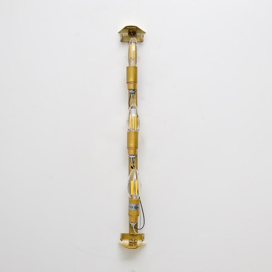 Image 1 of Coppia di applique da parete moderne in ottone italiano e vetro di Murano con texture beige chiaro