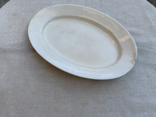 Große weiße ovale Servierplatte, 1950