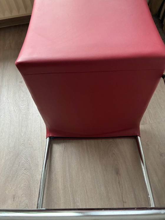 Sei Sedie da pranzo Hülsta, pelle rossa, Cromo, Rosso, Modern (foto 3 di 9)