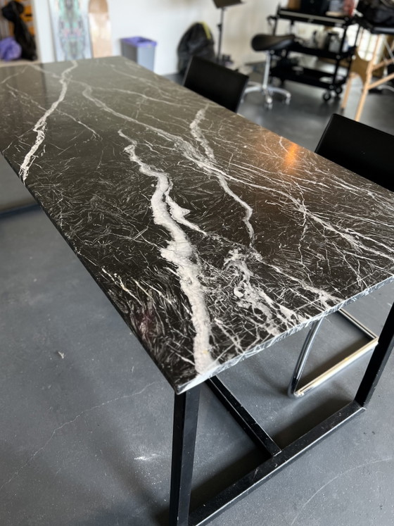 Black Marble Dining Table – Metal (photo 4 of 5)