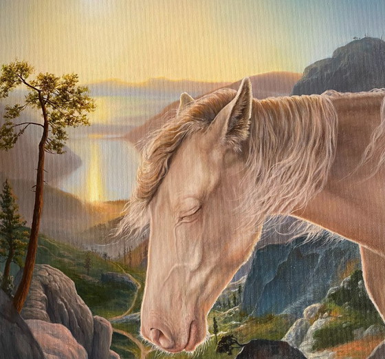 Original Oil Painting Mountain Landscape Horse Wind of Dreams – Paintings & Drawings, Canvas (photo 6 of 7)