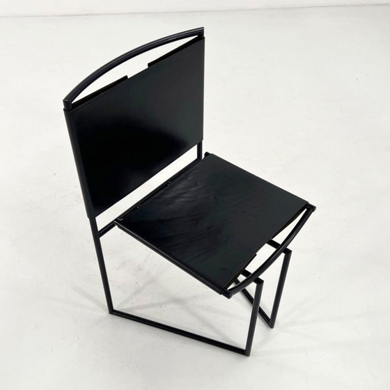 Image 1 of Set van 4 Model 91 stoelen in zwart leer, ontworpen door Mario Botta voor Alias, jaren 90.