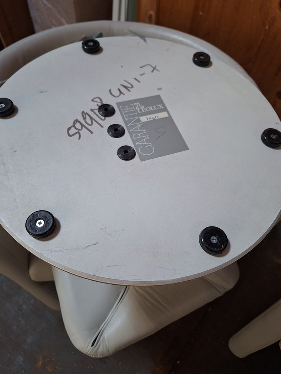 Image 1 of 2 Gray White Leather Club Chairs With Matching Footstool