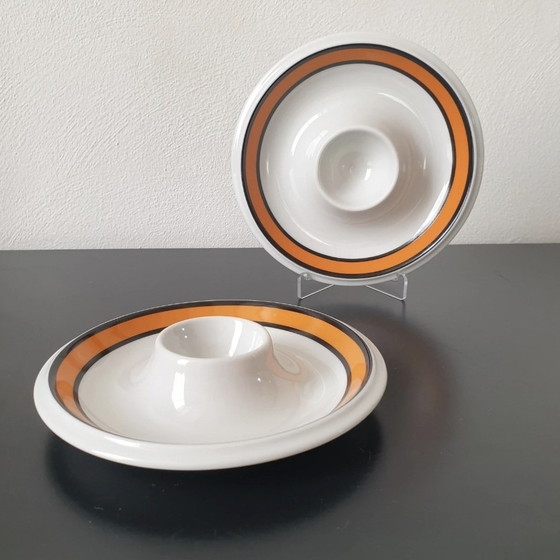 Image 1 of Thomas (Rosenthal) Retro Breakfast Set (6-piece) | Black and Orange Graphic Decor | 1970s Design