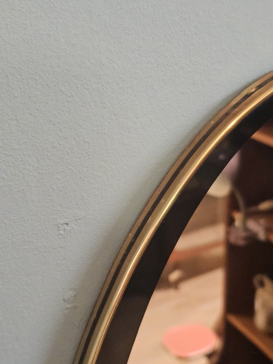 Image 1 of Vintage 1960s Mirror Wall Mirror Black Brass