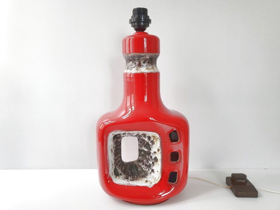 Image 1 of Vintage 1960s Red Ceramic & Lava Table or Floor Lamp