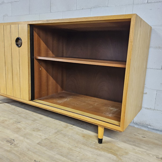 Image 1 of Vintage Ash Wood Fine Veneer Sideboard / Sideboard Erich Stratmann Oldenburger Werkstätten, Drawers and Cabinet