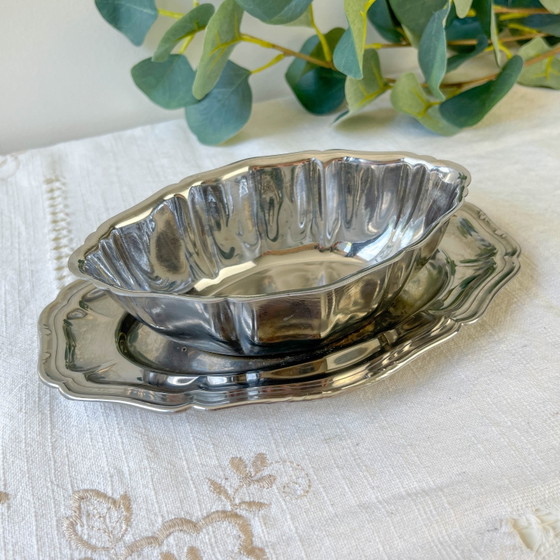 Guy Degrenne Vintage 70s Stainless Steel Gravy Boat – Crockery, Industrieel (photo 2 of 10)