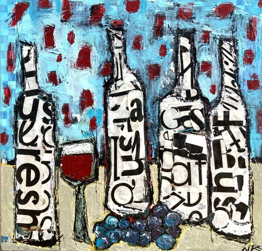 BOTTIGLIE CON LETTERE NERE