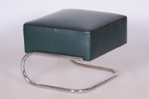 Restored Bauhaus Stool, by Robert Slezák, Chrome, Leather, Czech, 1930s – krukjes