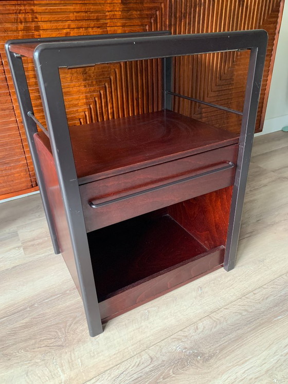 Mahogany Wood Metal Audio Furniture/Side Table Vintage, Chest of drawers, Brown, Modern (photo 9 of 10)